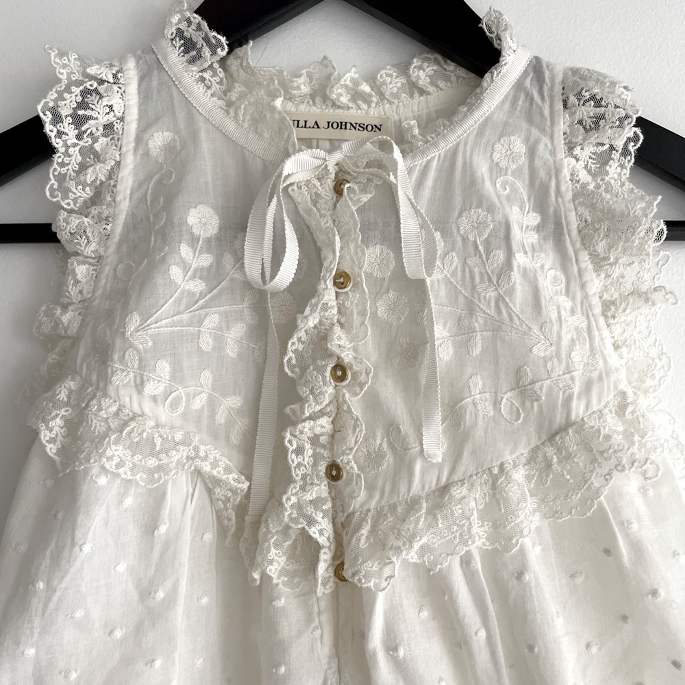 Ulla Johnson white eyelet detail top